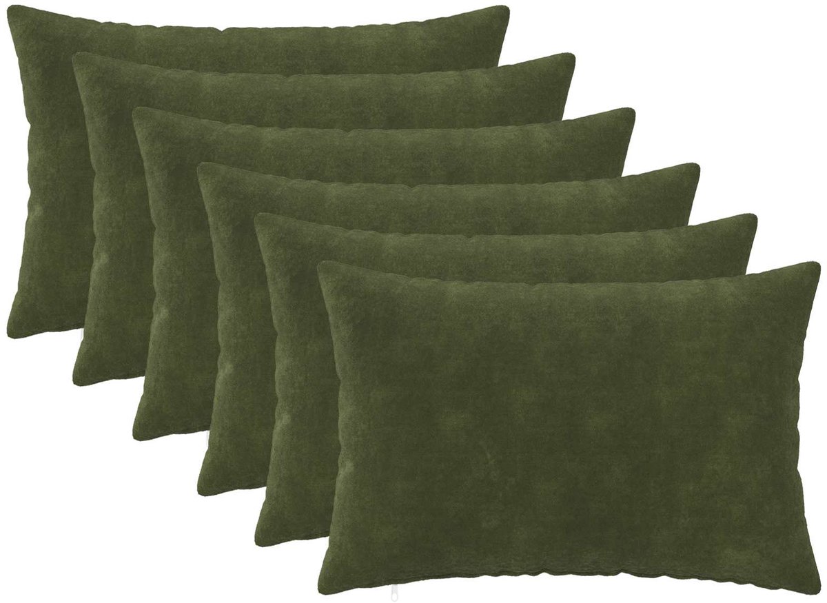vidaXL Dekenkussen - 6 - st - HEERLEN - Groen - 40 - x - 60 - cm - Microfiber - Fleece