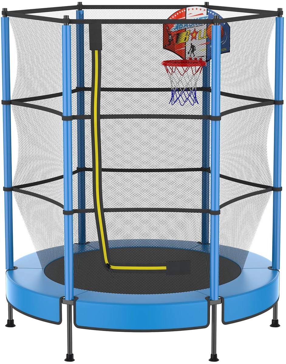Trampoline voor Kinderen met Basket en Veiligheidsnet, 145 cm