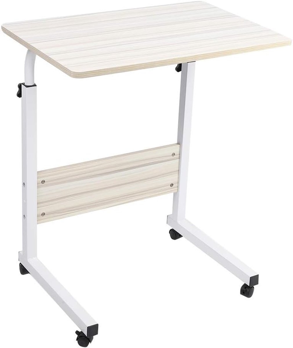Laptoptafel met Wieltjes, 71,5-85 Cm (white oak color)