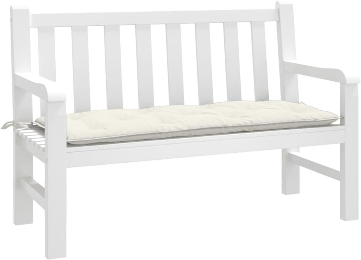 Tuinkussen voor tuinbank, melange crème, 120 x 50 x 7 cm, stof, zachte bekleding voor optimaal zitcomfort, duurzaam polyester materiaal met uv-bestendig, antislip