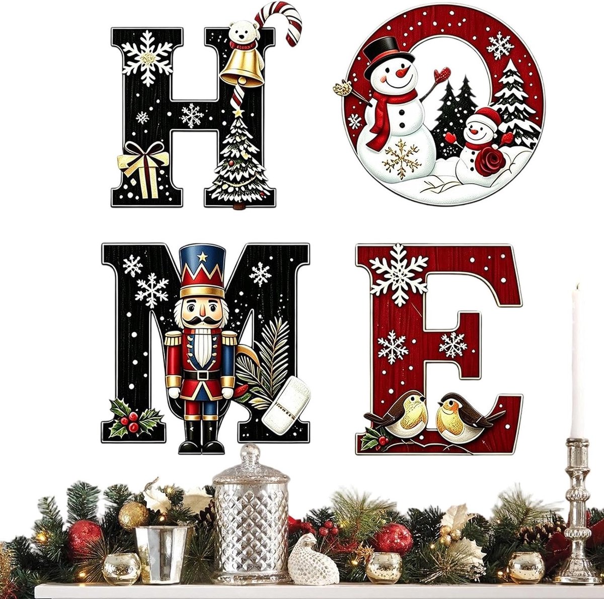 Art HOME Boom Sneeuwman Notenkraker Ornamenten