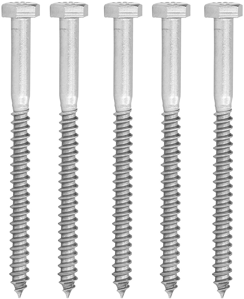 Zeskant Houtdraadbout RVS 304 Halfdraad DIN571 M6 M8, voor