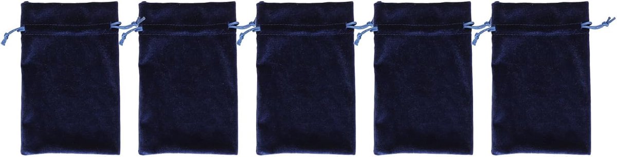 Duurzame en Stijlvolle Fluwelen Geschenkzakjes voor Snoep, Knikkers en Snuisterijen, Set van 5 (Blauw)