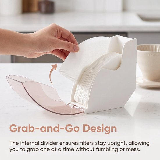 2 Stuks Delige Koffiefilterhouder met Stofdichte Voedselveilige PP Koffiefilter Organizer met Interne Verdelingen Antislip Compact Ontwerp voor Thuis Kantoor Bargebruik — afbeelding 3