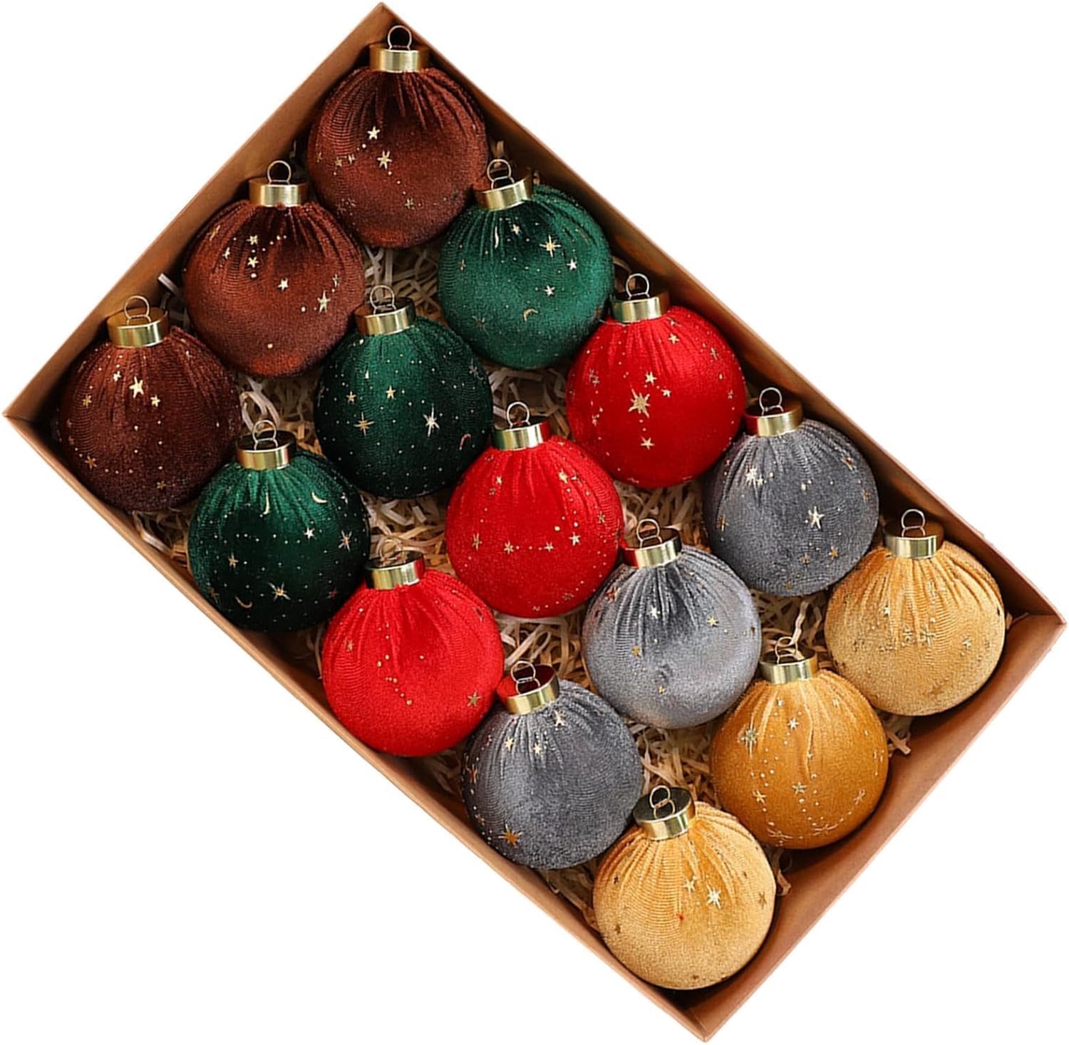 Kerstballen 8 cm Rustieke Flocked Vakantie Decoratie