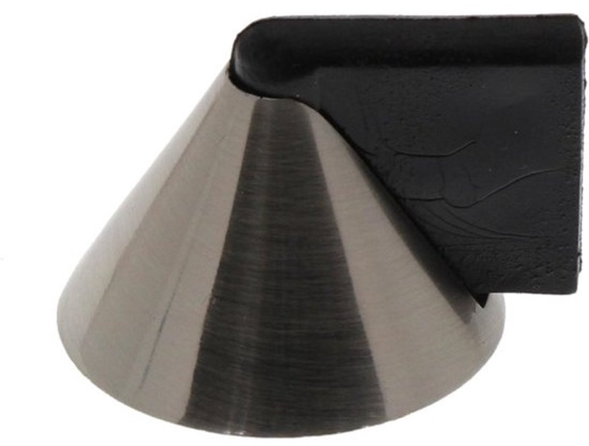 Vloerdeurstopper met rubberen buffer - Geborsteld RVS-look