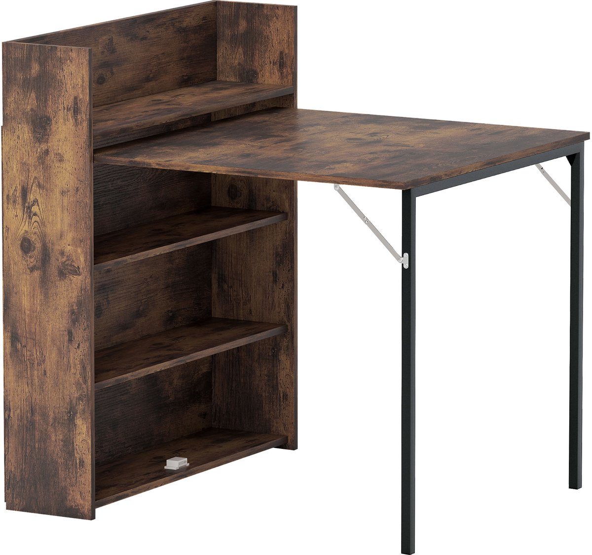 Homona Klapbareettafel met rek - Industrieel design - Met opbergruimte - 80 x 90 x 93 cm - Rustiek bruin