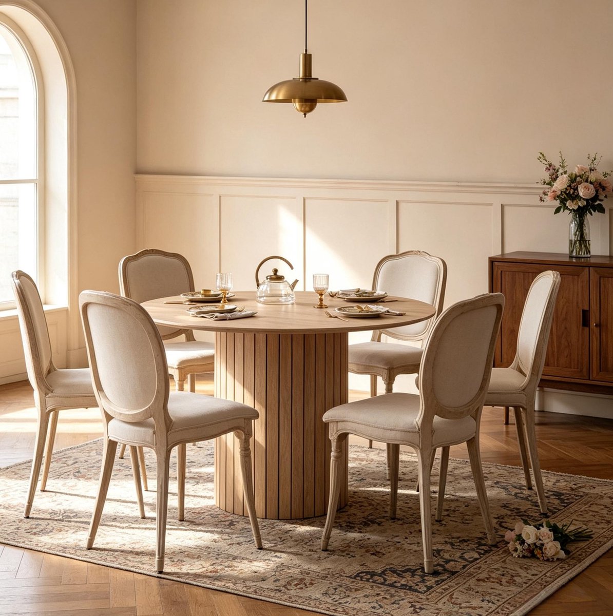 DESMIU Eettafel - Ronde Tafel Voor 4 Tot 6 Personen - Modern Minimalistisch Design Voor Keuken En Eetkamer - Hout - 120x120x76 Cm - Lichtbruin