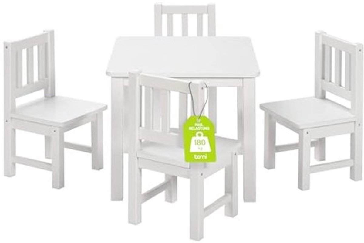 Speel-zitgroep voor kinderen - met 4 stoeltjes en tafel - van massief grenenhout