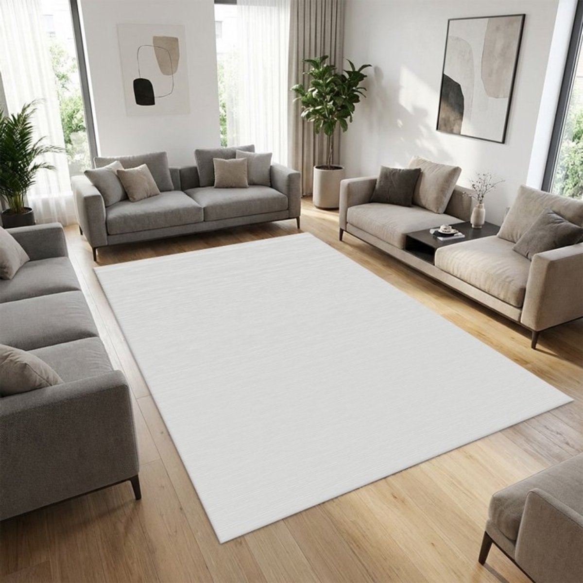 TapisTrend Designer tapijt Grijs 200x290 cm Modern, effen acryl vloerkleed met textuur voor de woonkamer, slaapkamer en eetkamer