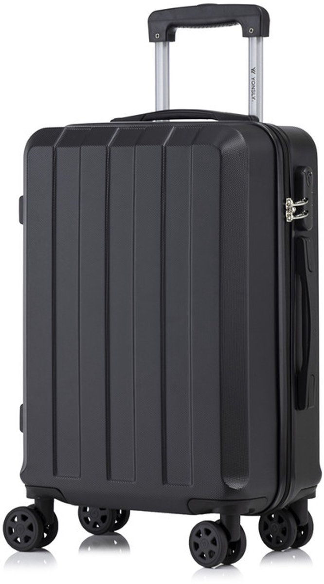 YONSLY Handbagage Koffer - 55cm - 40 L - Cijferslot- 360° Draaibare Wielen - Zwart