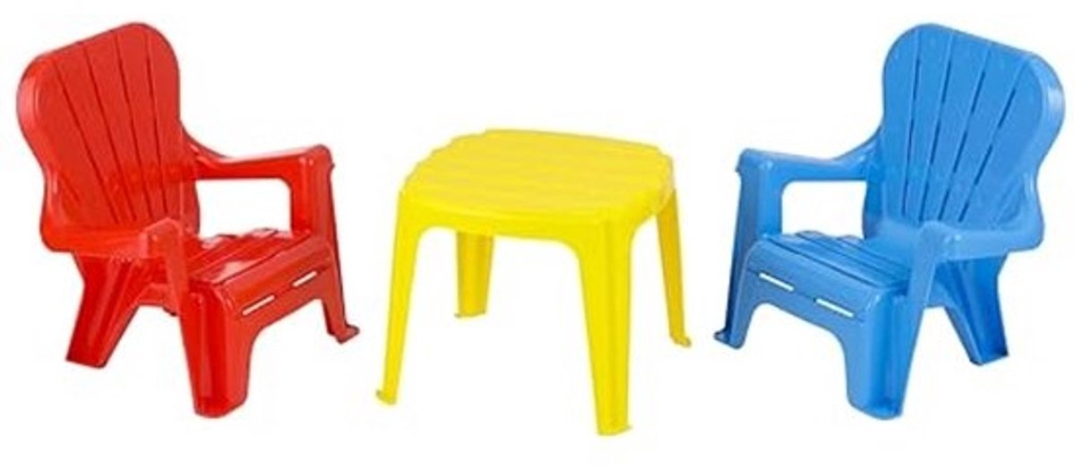 Tafel en 2 kunststof stoelen set voor kinderen - Voor snacks, tekeningen en spelletjes - Eenvoudig te reinigen en zonder montage
