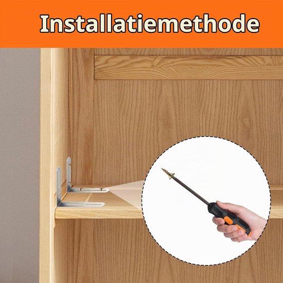 Set van 2 Hoekbeugels van RVS, 90 Graden L-vormige Beugels met Sleufgaten, Ideaal voor Planksteunen en Hoekplanken — afbeelding 3