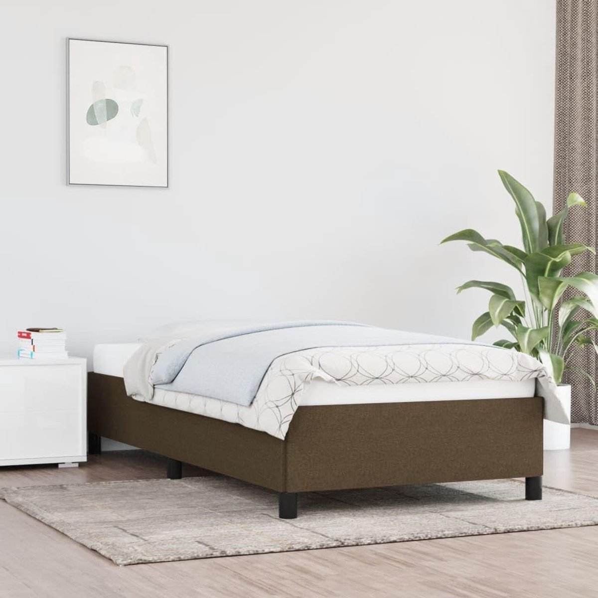 Donkerbruin, 100 x 200 cm, stof, familiebed, bedframe voor slaapkamer, hotel, logeerkamer