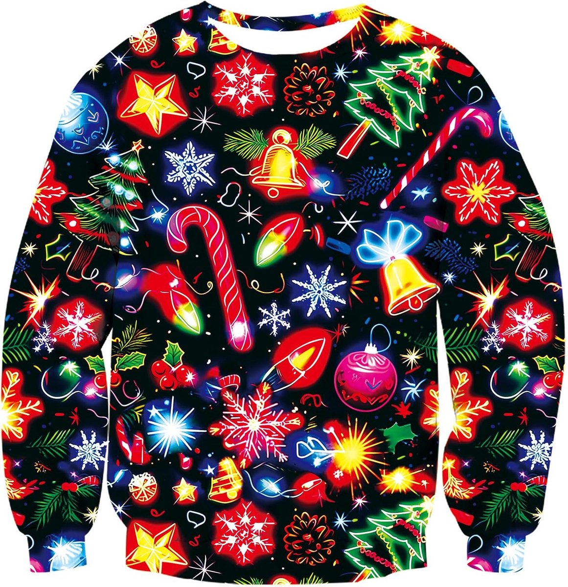 Kersttrui, uniseks, grappige lelijke kersttrui, 3D-print, Kerstman, sweater, lange mouwen
