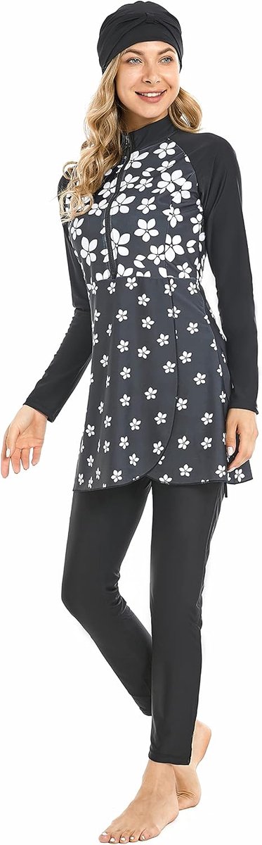 Plus Size Badpak Voor Vrouwen Met Lange Mouwen Volledige Dekking Bukini Bescheiden Badpak Voor Meisjes Gewatteerd