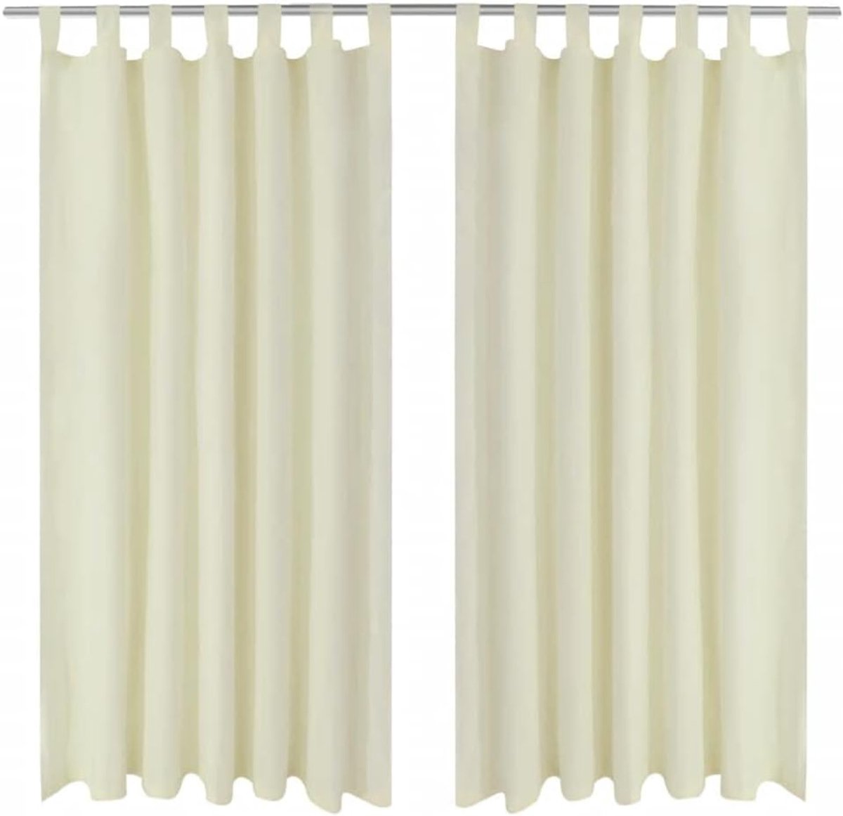 Gordijnen, 2-delig, 140 x 245 cm, crème, polyester gordijnen voor woonkamer en slaapkamer, lichtdoorlatend met banden, eenvoudige montage, interieurdecoratie