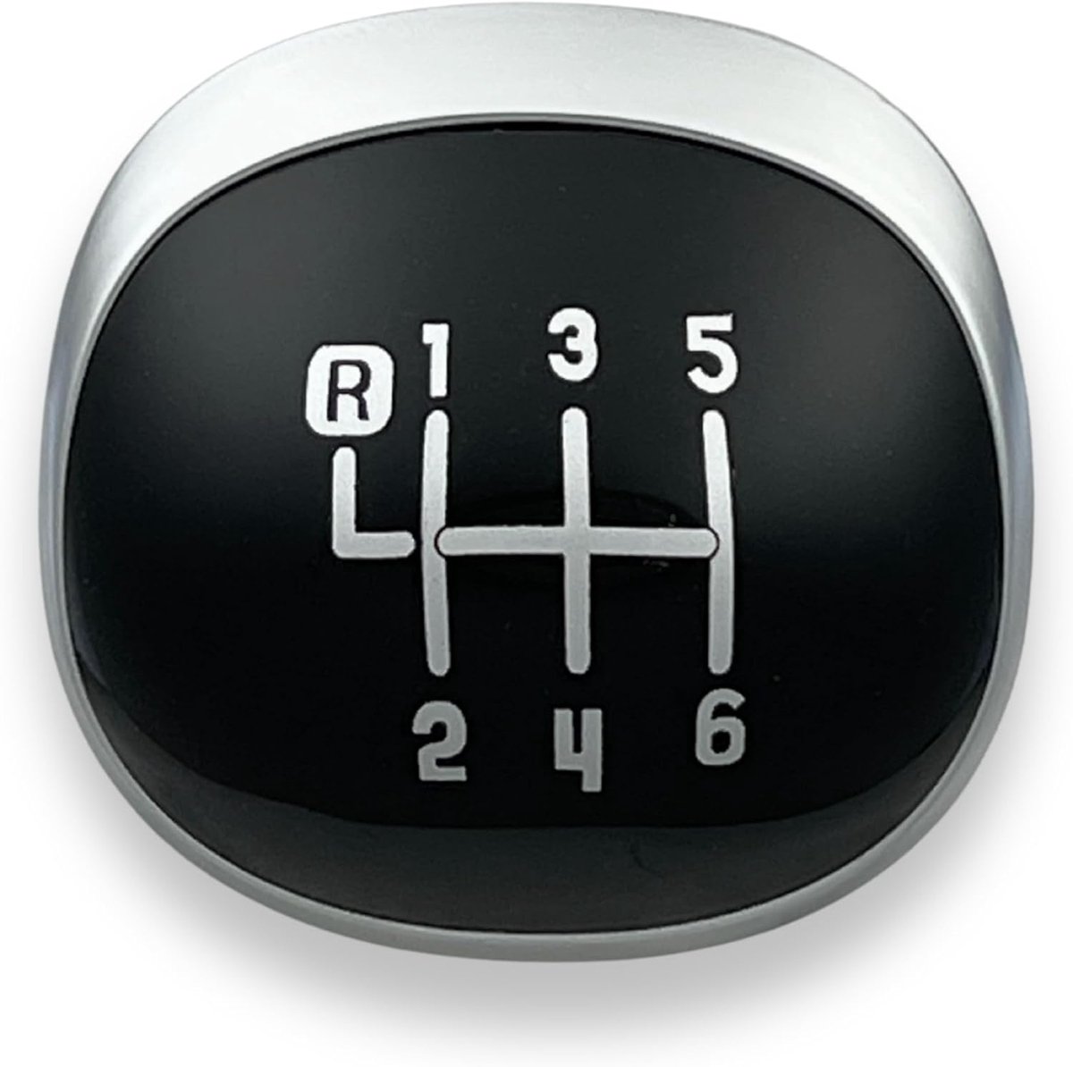 1neiSmartech Lens of plaat voor pookknop 6 versnellingen, zwart glanzend met zilveren cijfers, compatibel met Fiat 500L 2012-2017, controleer de OEM-nummers voor aankoop