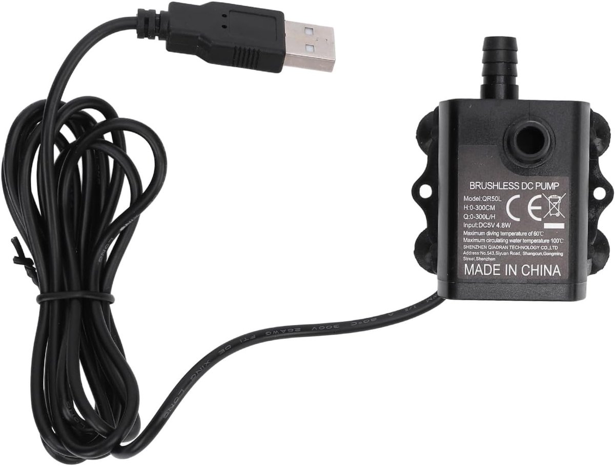 Waterbestendige Aquariumpomp, DC 5V 4,8W 300L/H met Stroomaanpassingsfunctie, Geschikt voor Aquarium, Fontein