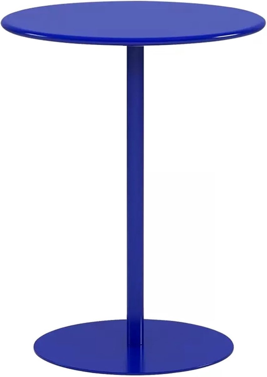Ronde Bistrotafel voor Binnen Buiten Eetkamer Stevige Metalen Ijzer Basis Blauw 60x72cm Ideaal voor Tuin Patio en Bar