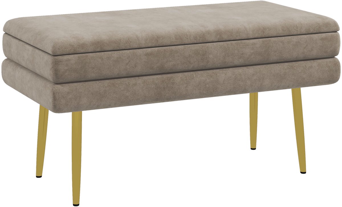 Homona Zitbank met opbergruimte - Gestoffeerd - 79,5 x 37,5 x 43 cm - Beige