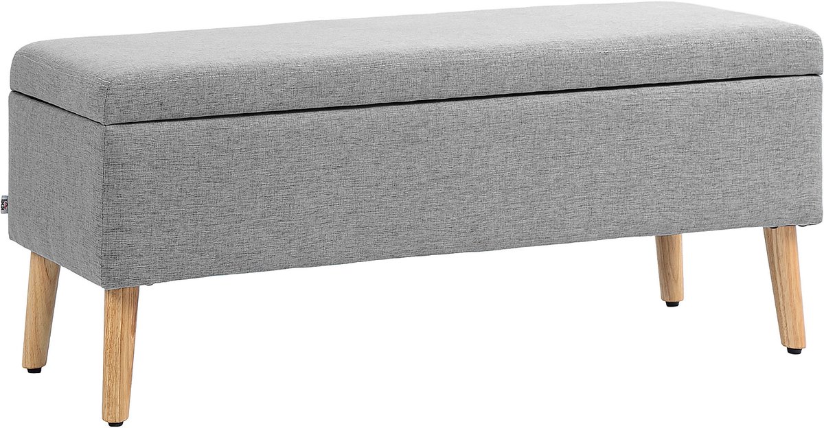 Homona Zitbank met opbergruimte - Gestoffeerd - 110 x 39 x 45 cm - Grijs