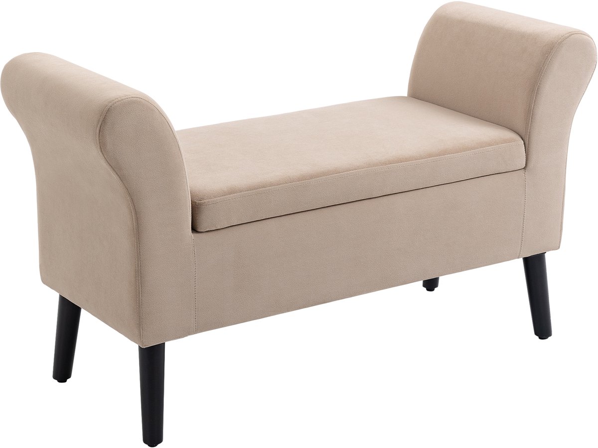 Homona Zitbank met opbergruimte - Met armleuningen - 111,5 x 41 x 65 cm - Beige