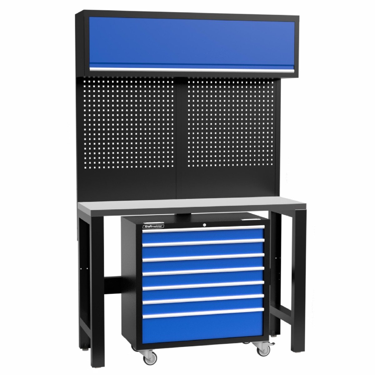 Kraftmeister Standard werkbank met wandkast en gereedschapswagen RVS 1