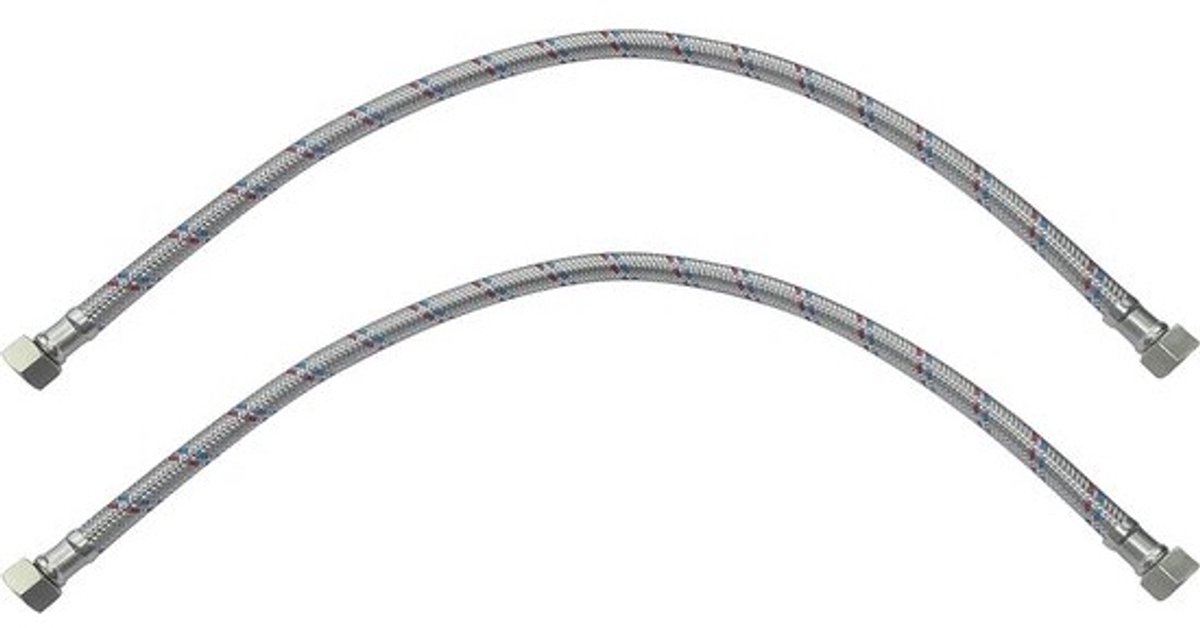 Allecta - Flexibele aansluitslang - Set van 2 - 500 mm - 3/8" vrouwelijk - 3/8" vrouwelijk - Waterkraan - Gezondheidsmengkraan - Keuken - Badkamer - Sanitair