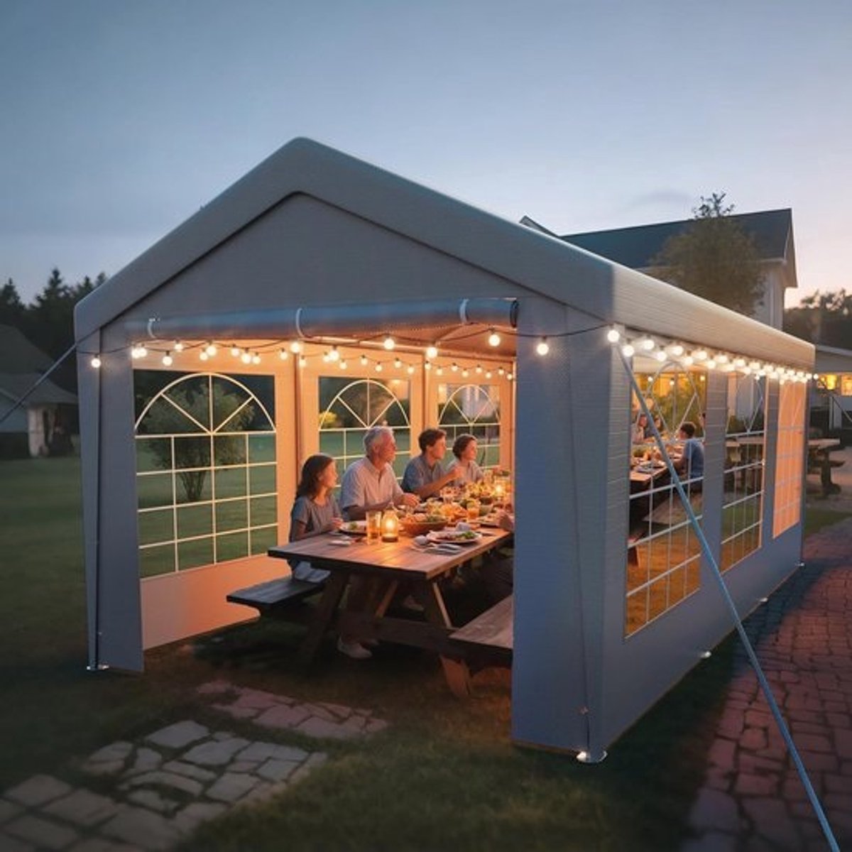 Feesttent - 3 x 4 m - Waterdicht, stabiel en UV-bestendig - Met zijwanden