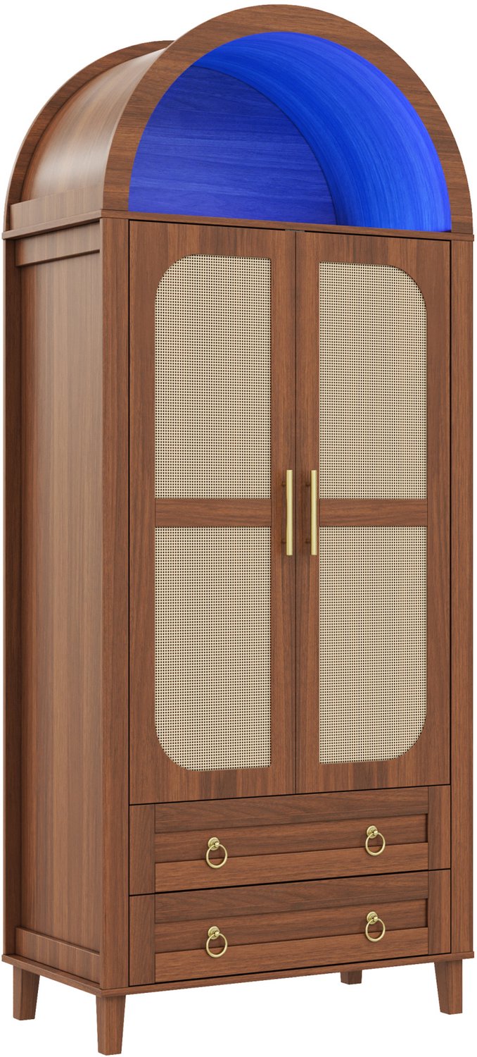 DESMIU Kledingkast - Ledverlichting Via App En Open Boogvak - Voor Slaapkamer En Kleedkamer - MDF En Spaanplaat - 76x50x184 Cm - Walnoot