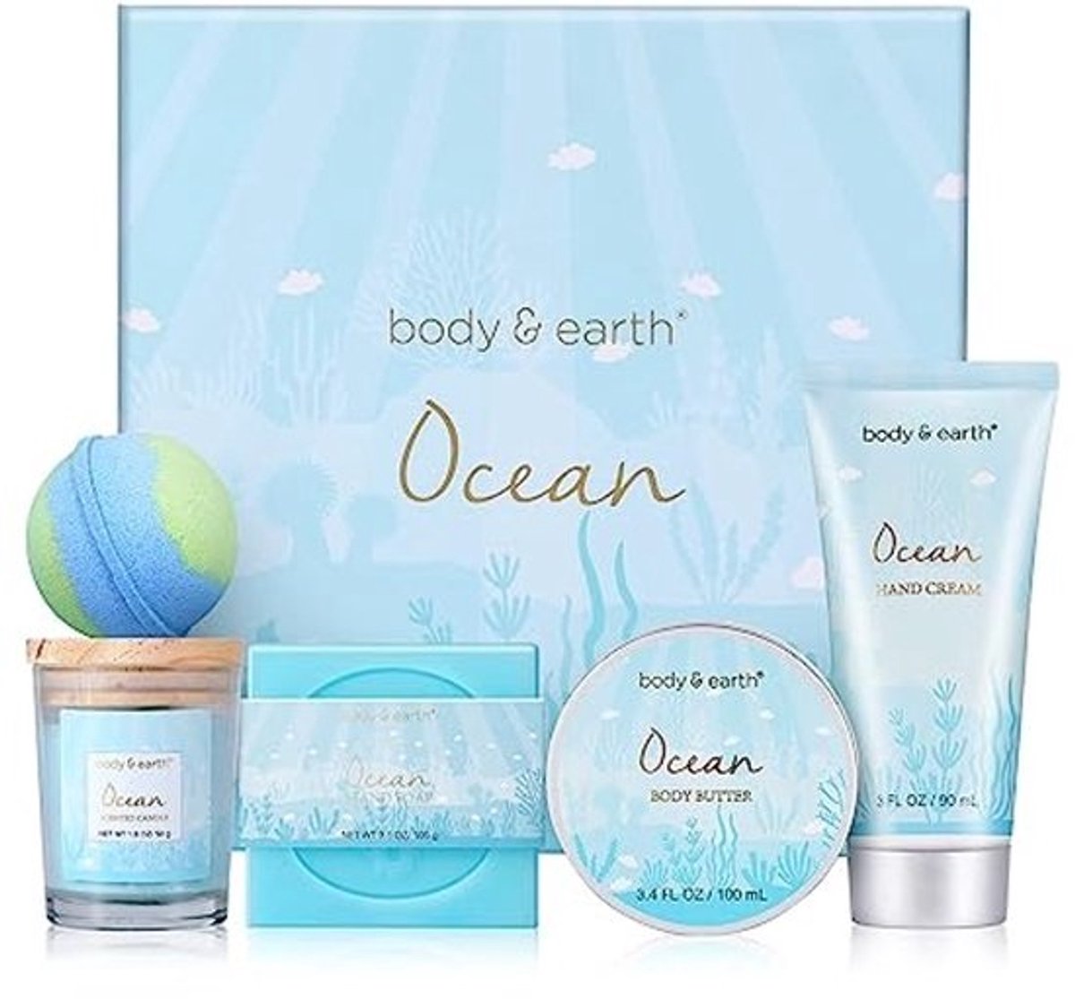 ODY & EARTH geschenkdoos voor dames - 5 stuks. Geschenkset met geurkaars, bodybutter, handcrème, badbom, badset geschenk voor vriendin, mama, meisje, Moederdaggeschenk