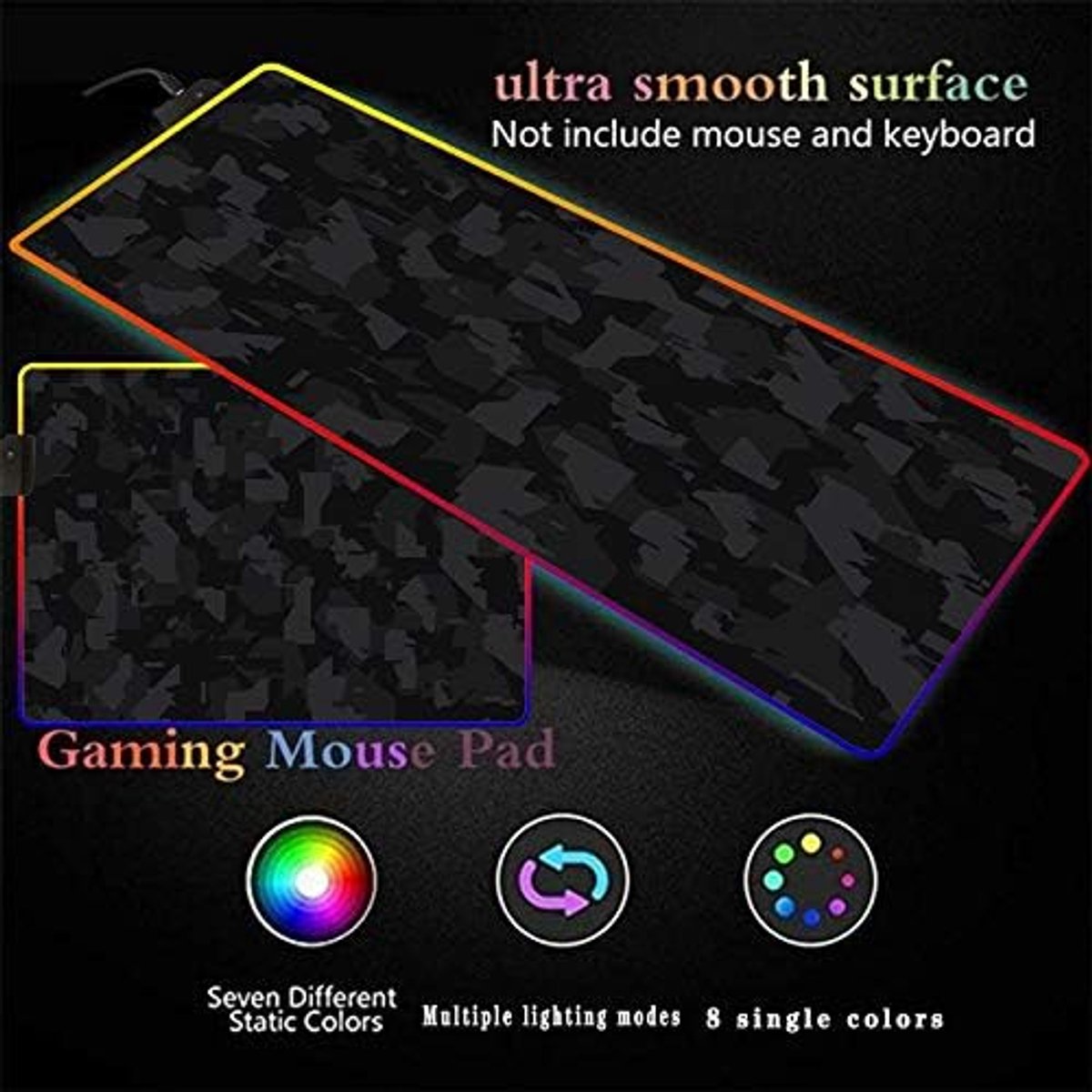 Grijs textuur RGB LED grote spel verlichting muismat kleurrijke computer pad bureau pad laptop toetsenbord RGB250X350X3MM