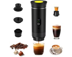 Draagbare Koffiemachine - 2026 model - Draagbare Elektrische Espressomachine - Zwart - Koffiezet apparaat voor Onderweg - Capsules & Gemalen Koffie - Portable Espresso Machine - Cadeauset - koffiemaatje - Reis & Camping Koffiezetapparaat
