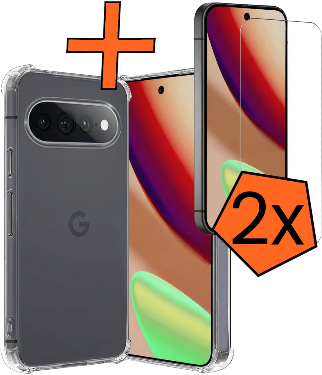 Hoes - Met Screenprotector - 2 Stuks - Geschikt voor Google Pixel 11 Pro XL - Sterk & Shockproof - Siliconen Case - Back Cover - Telefoon Hoes - Shock Proof - Transparant