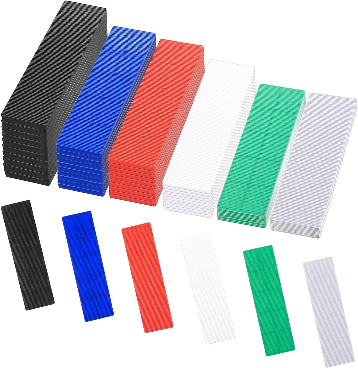 90 stuks kunststof afstandhouders Onderlegplaten Kunststof beglazingsblokjes set, raamcompensatieplaatjes afstandblokken, voor het leggen van tegels raamblokken afstandhouders (1-6 mm)