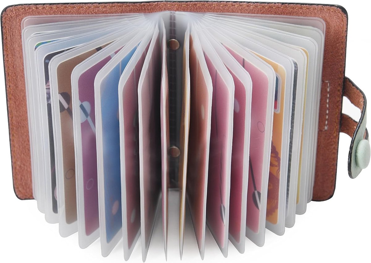 portefeuilles voor mannen en vrouwen, zacht echt leer, 20 verdikking kaartsleuven (Groen)