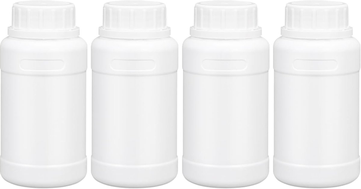 fles met brede hals met schroefsluiting, lege fles voor chemicaliën, laboratoriumafdichtingsfles, voedselveilige plastic container, geschikt voor laboratorium en keuken (wit, 250 ml)