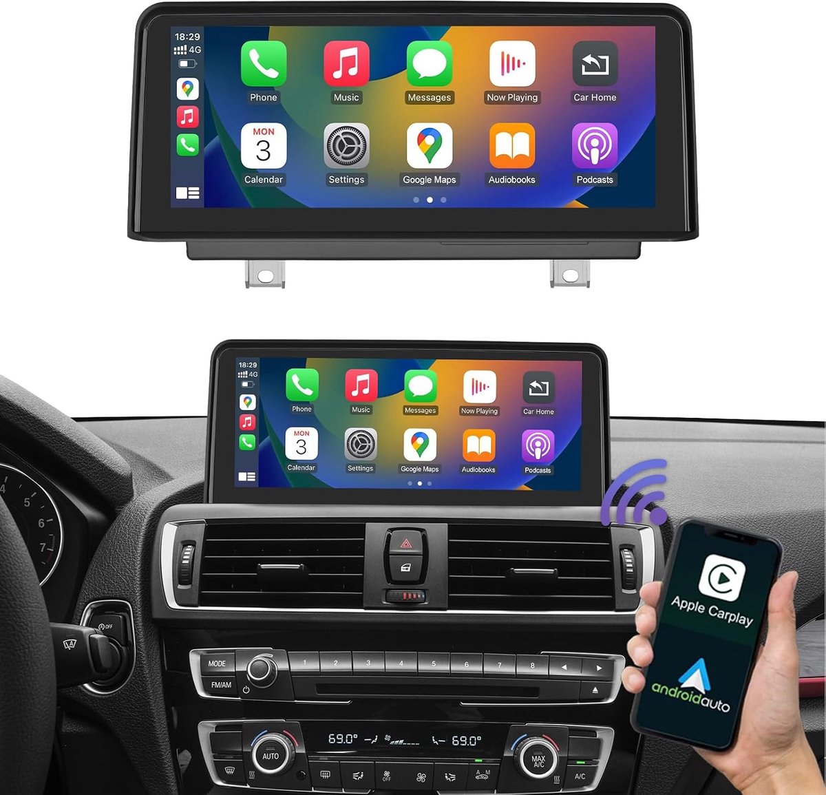 Top 10,25" CarPlay Scherm voor BMW 1/2 Serie F20 F21 F22 met NBT | 2013-2015, Linux HD IPS touchscreen, CarPlay Autoradio, Draadloze CarPlay, Android Auto, MirrorLink en OEM integratie