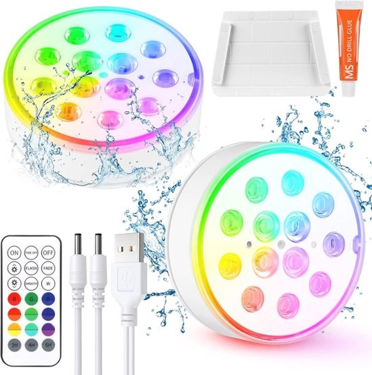 Dompelbare LED Zwembadverlichting met Afstandsbediening - Waterdicht en Oplaadbaar