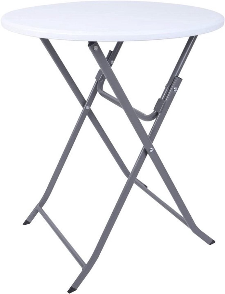 Inklapbare balkontafel voor buiten - Ruimtebesparend en ideaal voor tuin en camping, wit lichtgrijs, 74 x 60 x 60 cm