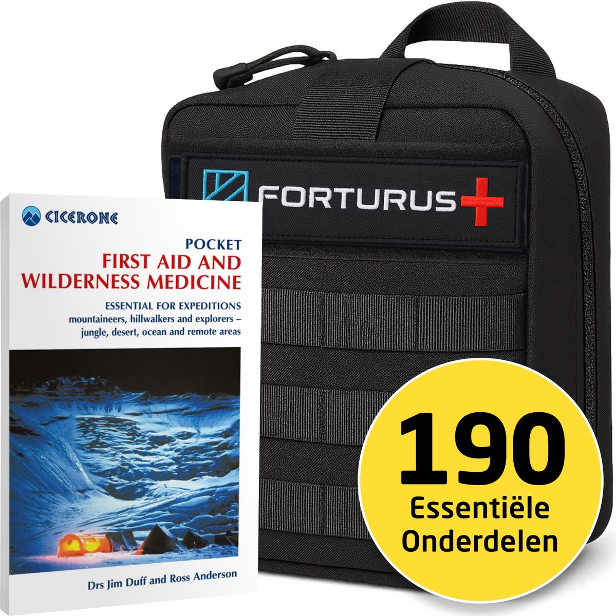 Forturus® Trauma EHBO Kit 190-delig– Complete EHBO Set & First Aid Verbanddoos met First Aid Guide (Pocket First Aid and Wilderness Medicine), Tourniquet, CPR-masker, Spalk & Noodverband voor Auto, Thuis & Outdoor – foto 7