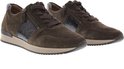 Bruine suède Gabor sneakers met rits en slangenprint detail.