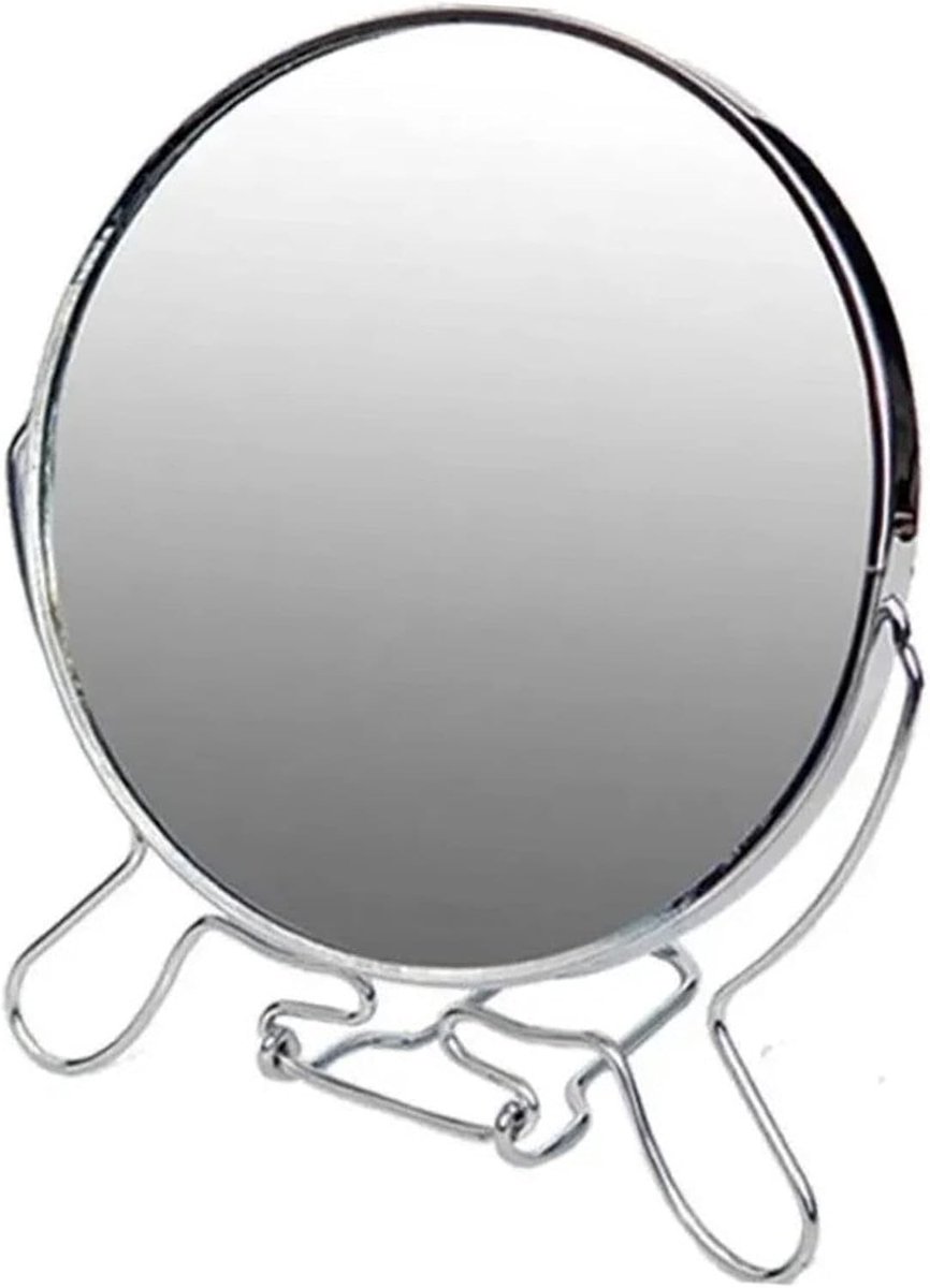 Verstelbare 15 cm Dubbelzijdige Make-up Spiegel met Stand - Ideaal voor Scheren, Reizen en Dagelijks Gebruik
