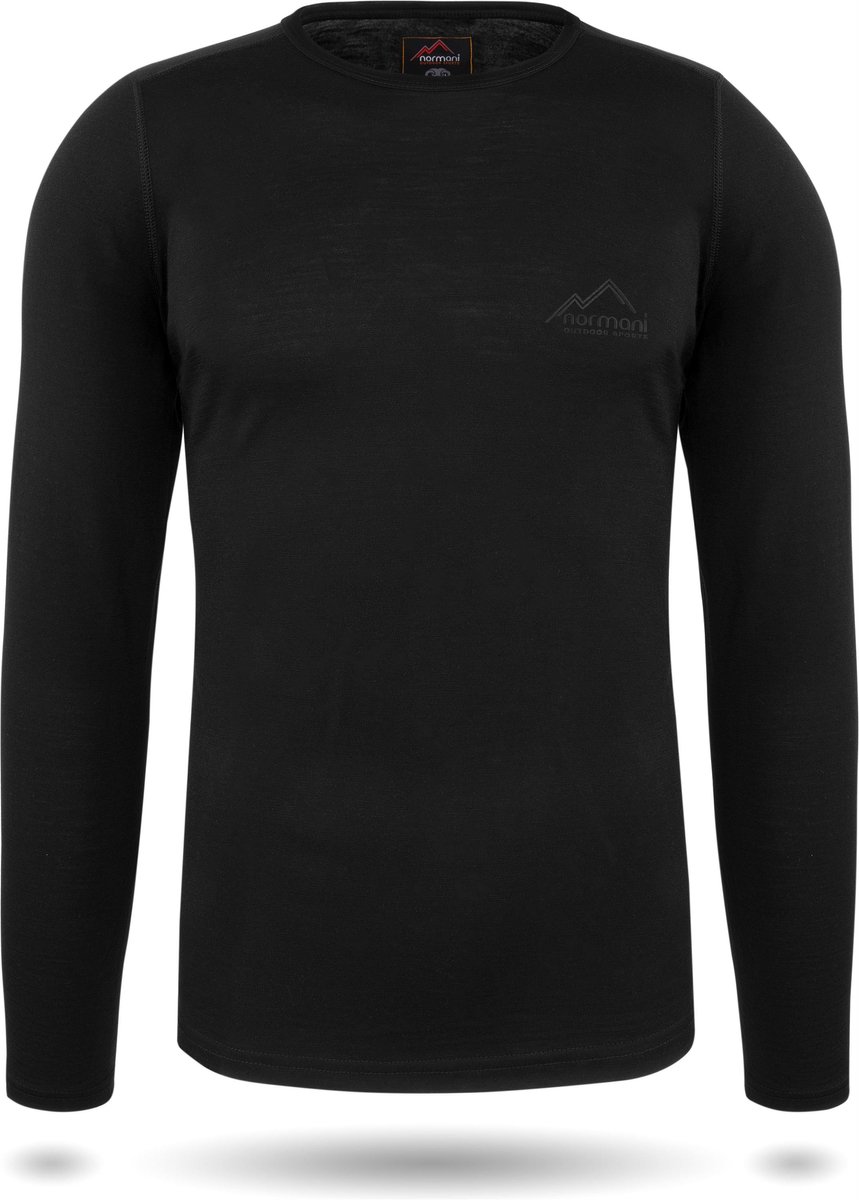 Heren-shirt met lange mouwen van merinowol „Melbourne“ Zwart