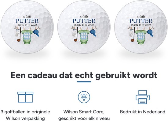 Wilson Golfballen Baby Boy - Geboorte Golf Cadeau - 3 stuks - Bedrukte Golfballen — afbeelding 2