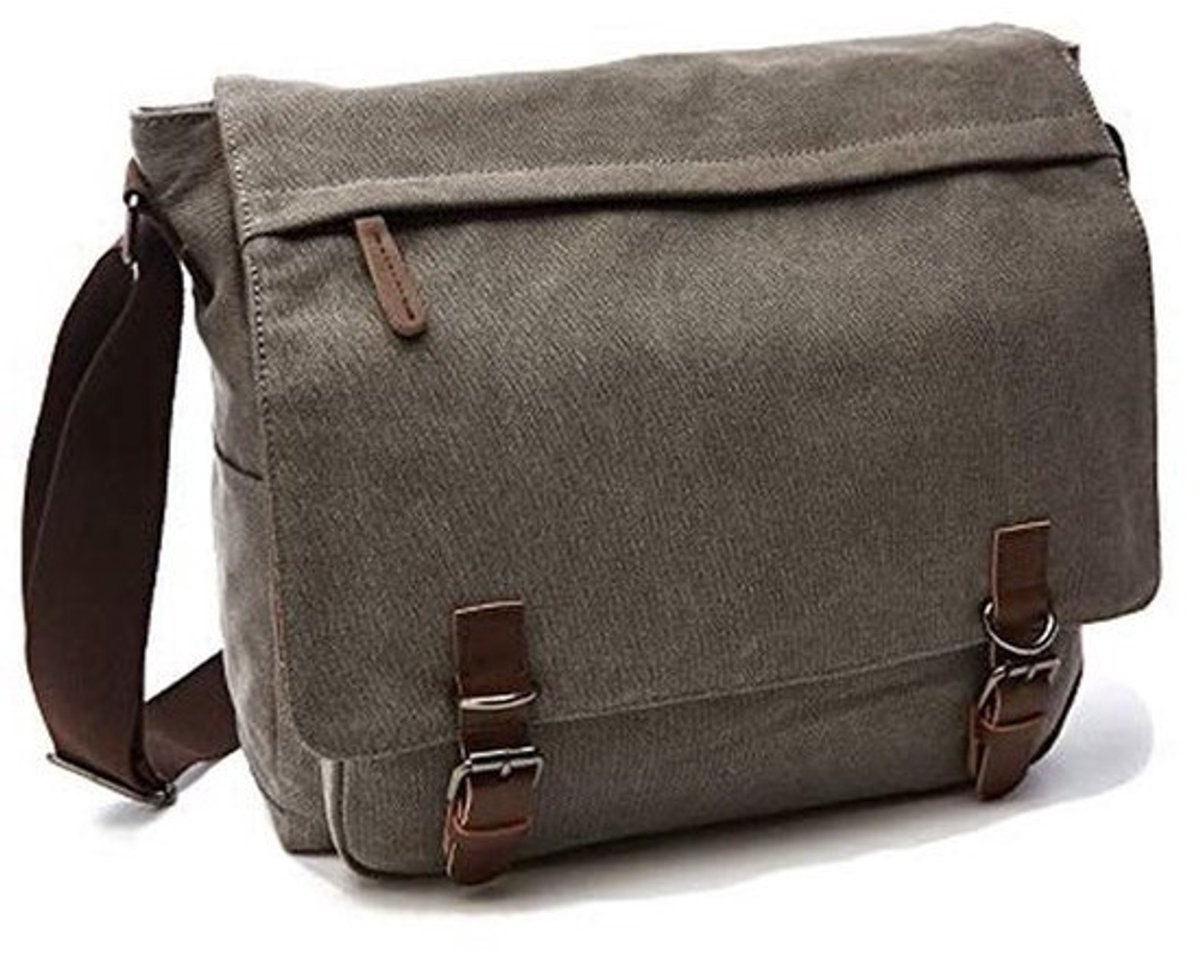 Canvas Schoudertas voor Mannen - Laptop Tas en Schooltas
