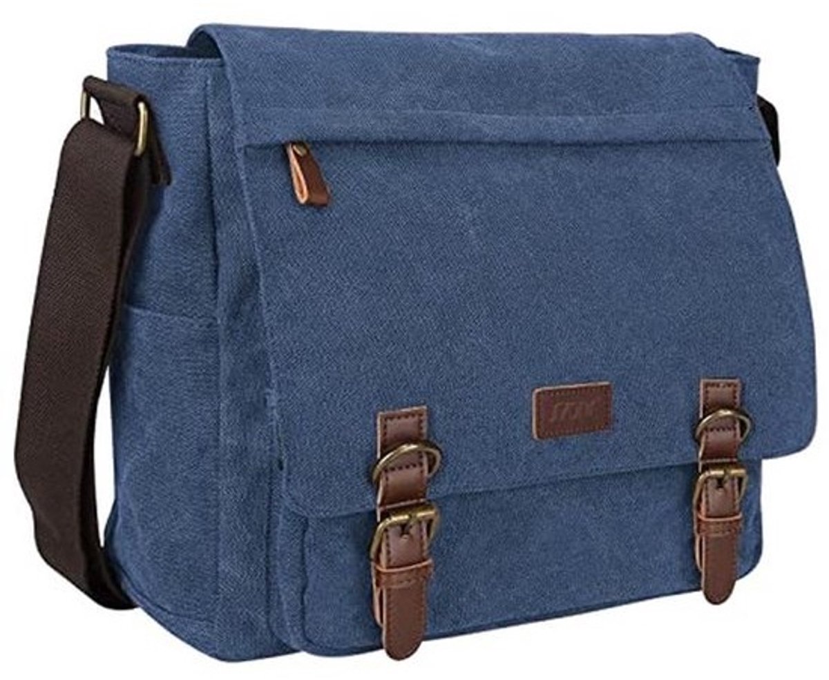 Vintage Canvas Schoudertas voor Laptop 14-17.3 Inch - Multifunctionele Messenger Bag voor Werk, School en Reizen