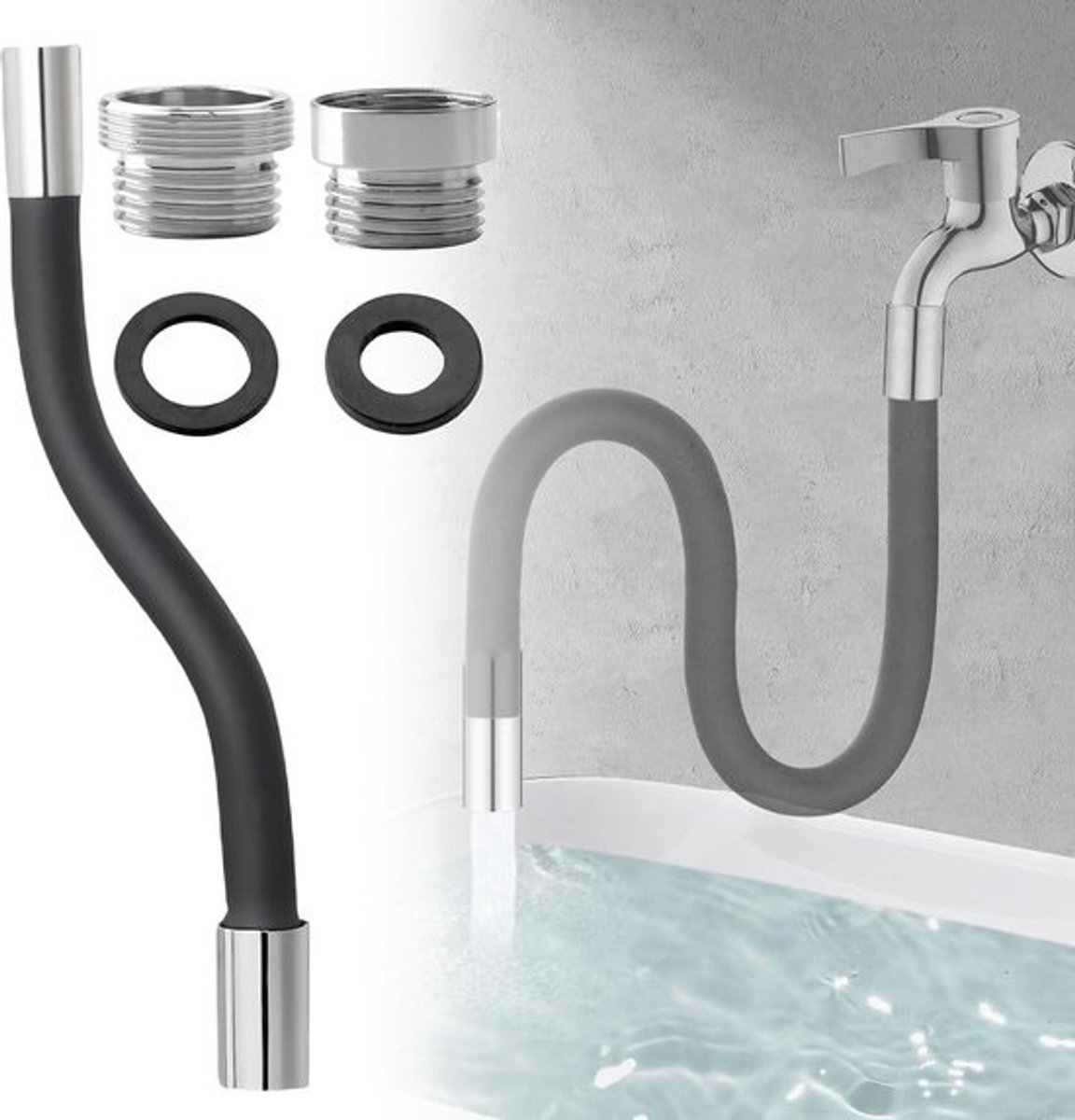 360° draaibare waterkraan verlenging keuken - 30 cm - waterbesparend - Nizirioo - beluchter tap - douche - badkamer