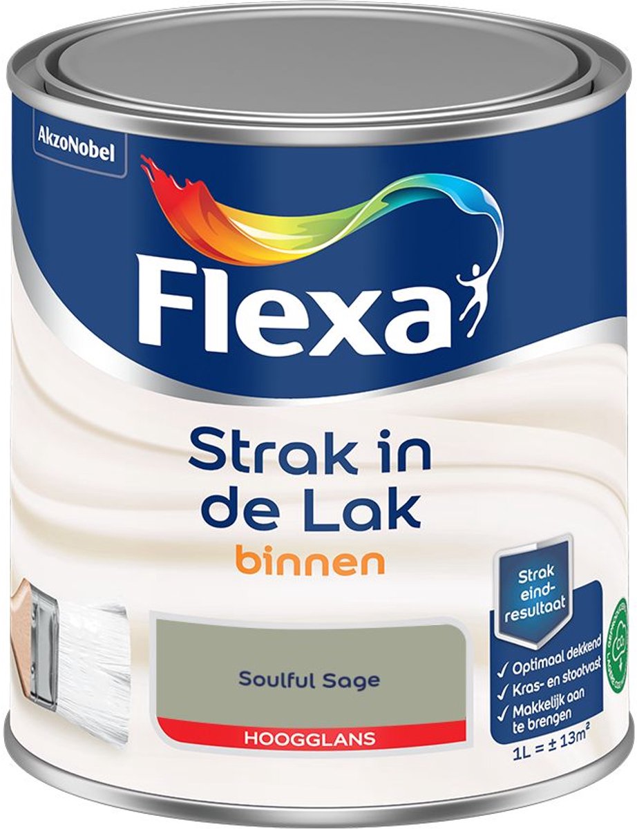 Flexa - Strak In De Lak Binnenlak Hoogglans - Soulful Sage - 1 L - Kleur Van Het Jaar 2027